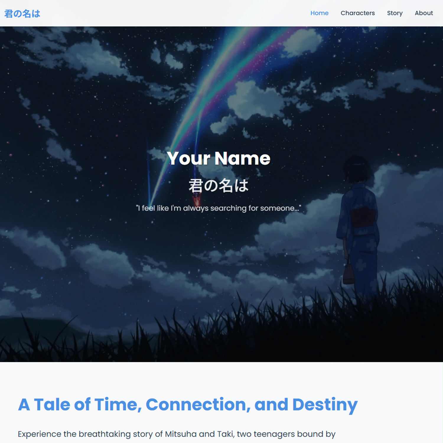 Your Name Fanpage Main Page